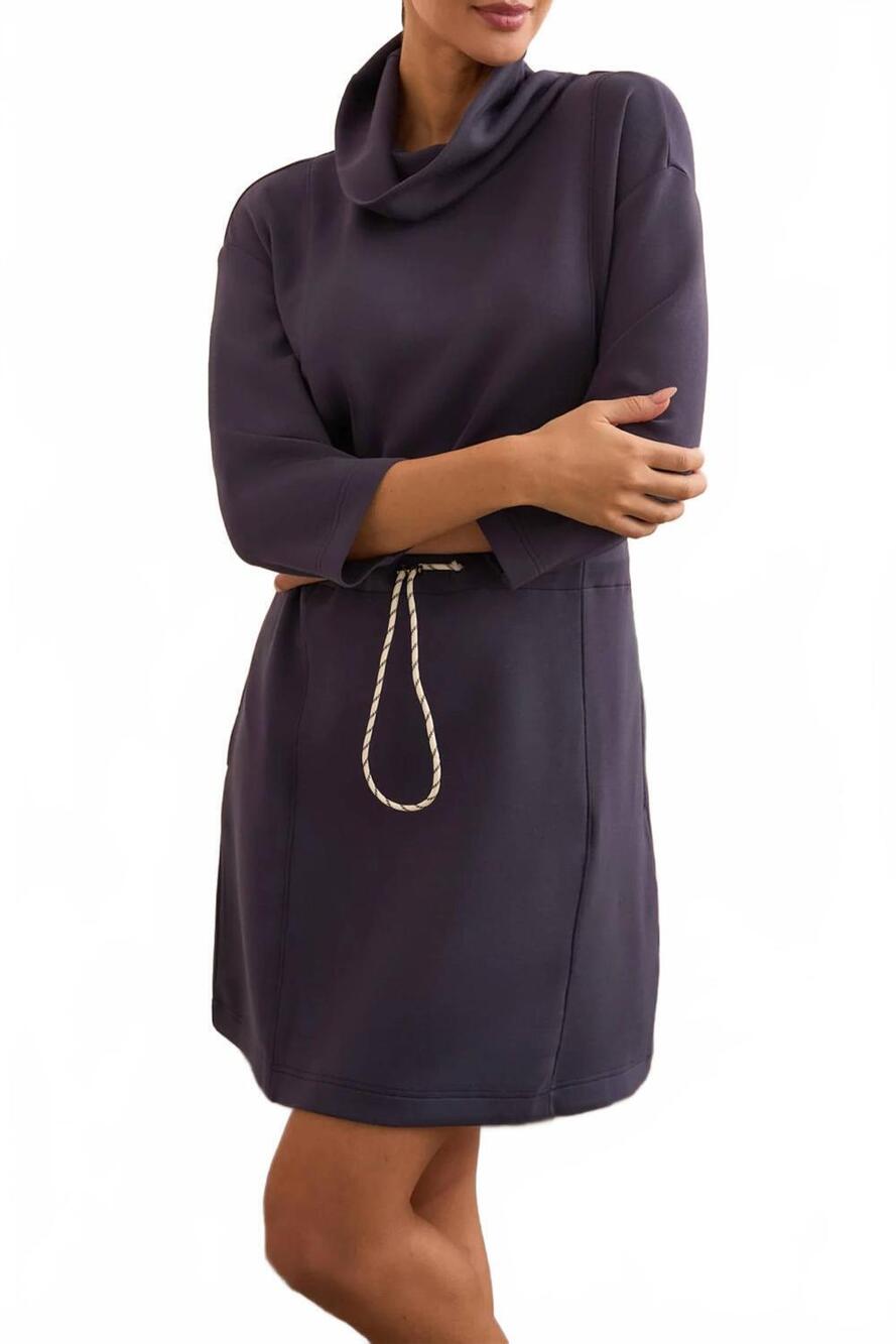 NEW TRIBAL 3/4 sleeve dress with drawcord in sapphire